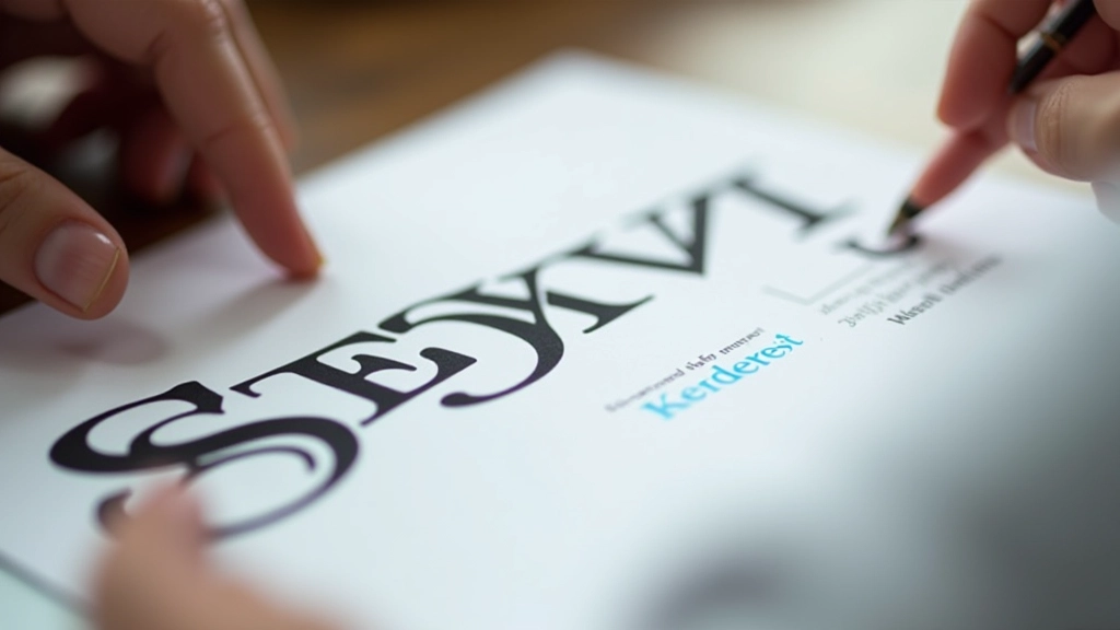 Close-up of font metrics and kerning details showing proper spacing and alignment of typography on a design mockup