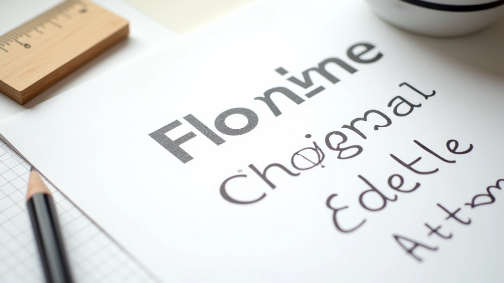 Close-up of different font typefaces displayed on paper with typography ruler